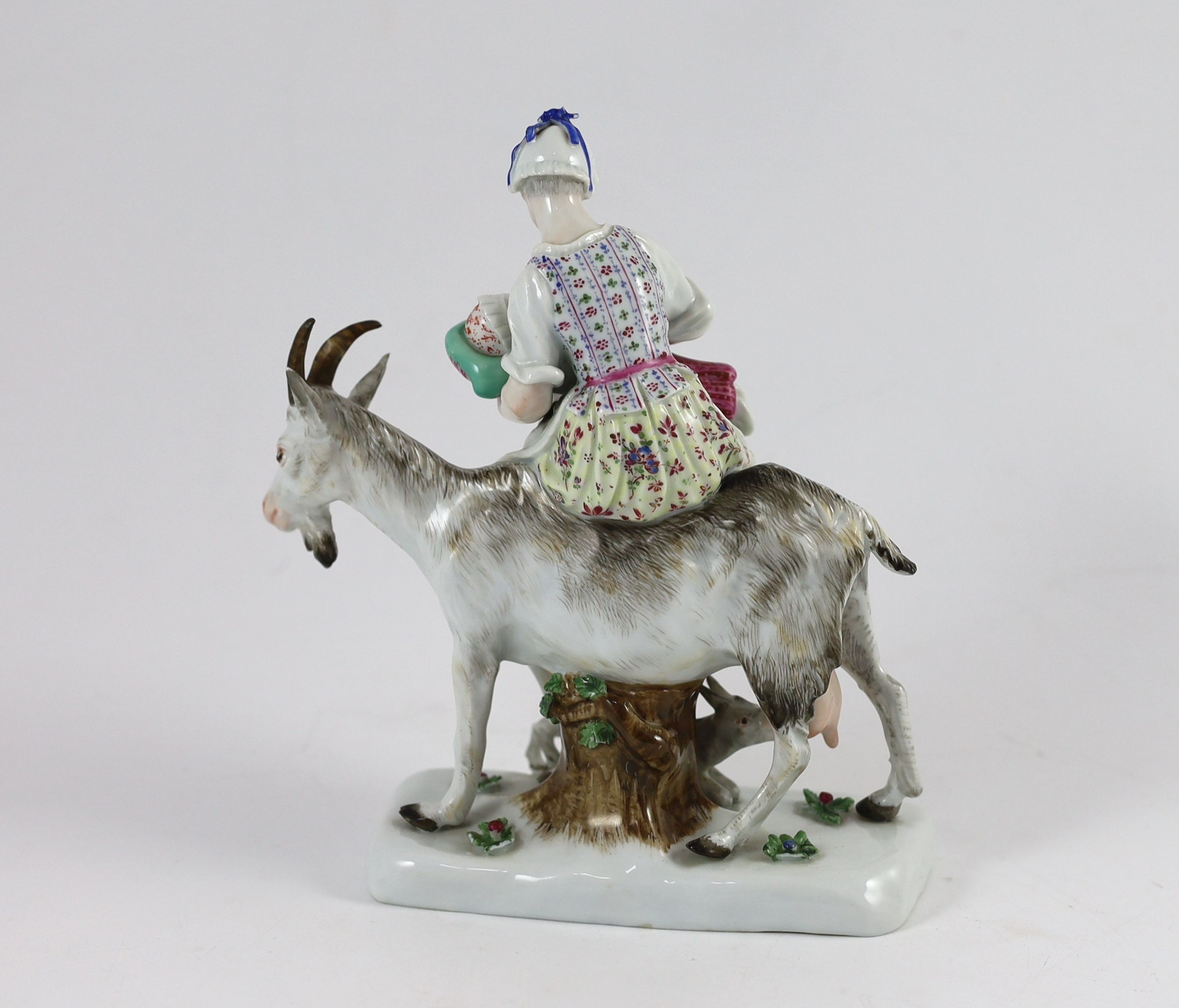 A Meissen group of the tailor’s wife riding a goat, 19th century, 18 cm high